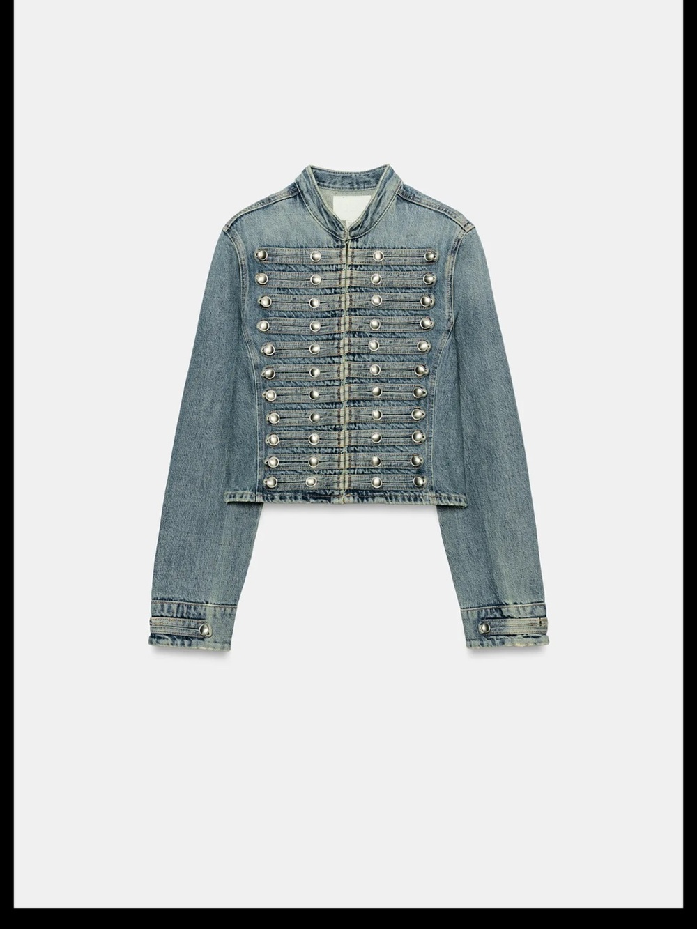 Zara Light Blue Military-Inspired Denim Jacket